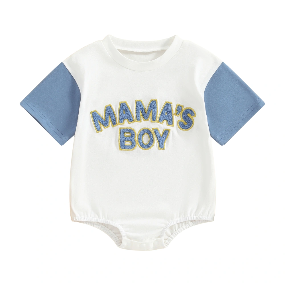 Baby Boy Romper, Short Sleeve Crew Neck Letters Summer Bodysuit