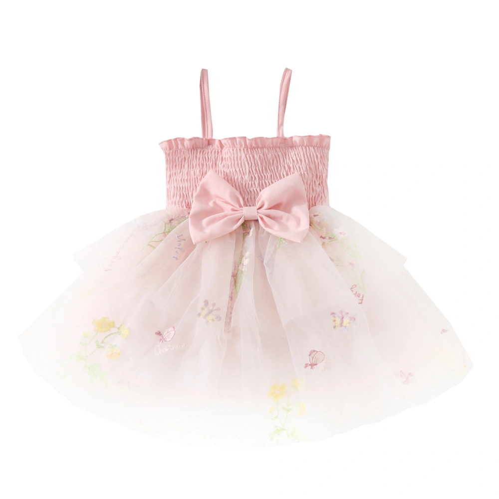 Baby Girls Sleeveless Dress Floral Embroidered Mesh Tulle A-Line Dress