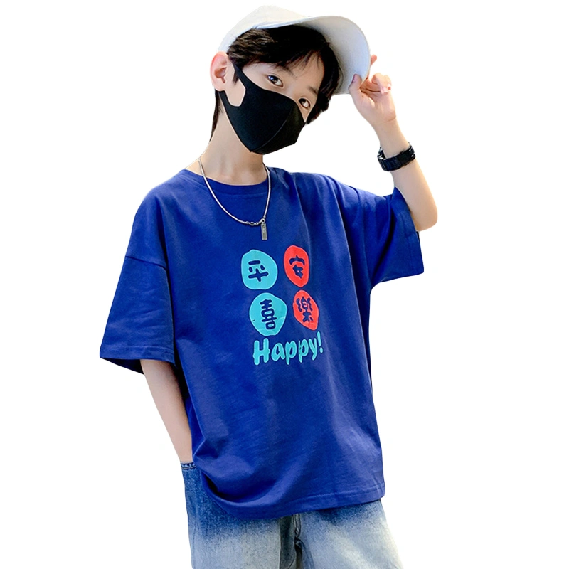 Kids Boy Summer Loose T-Shirt Cartoon Print Short Sleeves Tops 