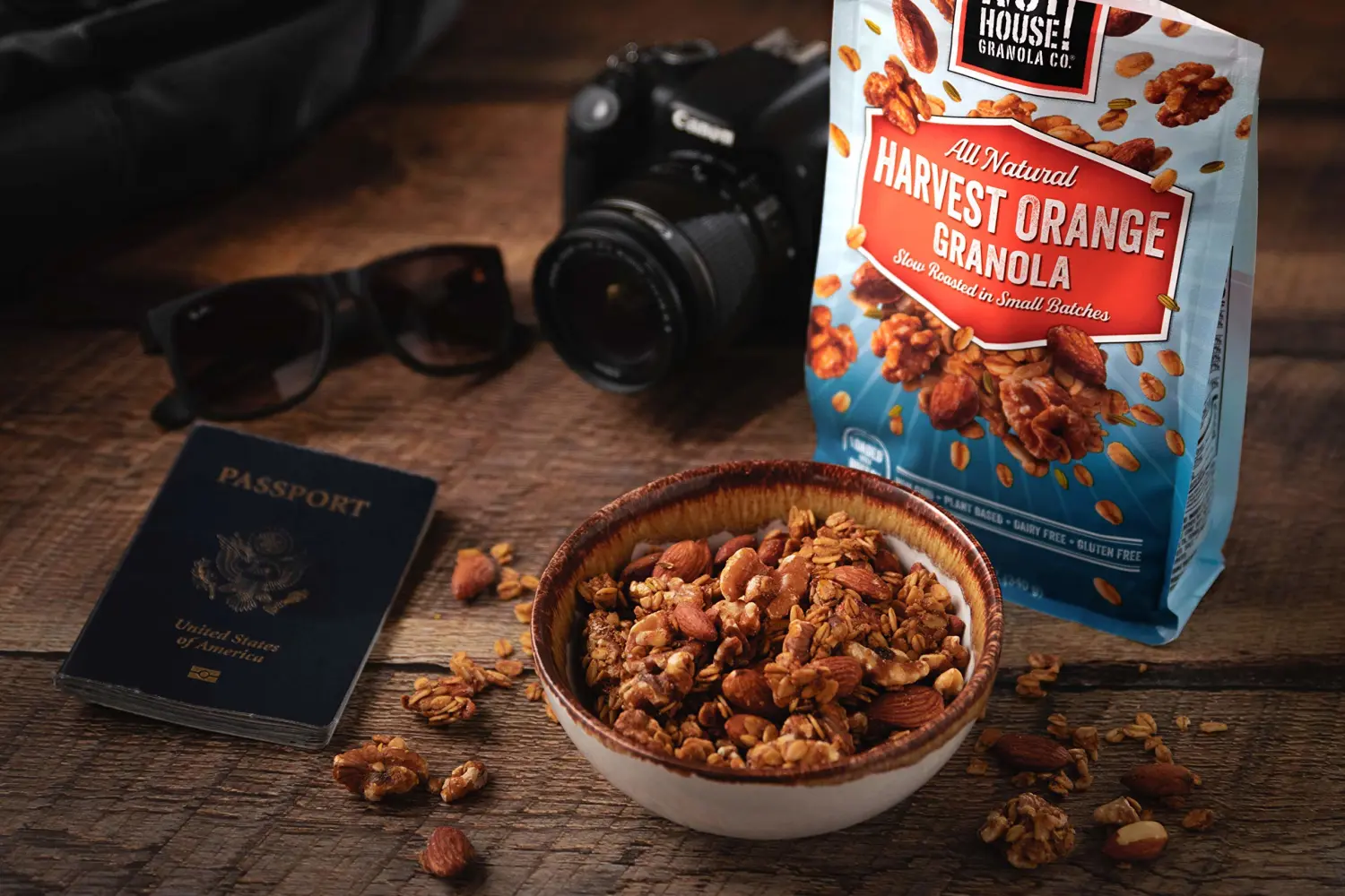 NutHouse! Granola Company - Premium Harvest Orange Granola | Certified Gluten-Free, Non-GMO, Kosher | Vegan, Soy-Free | 12 oz. Bag (6-Pack)
