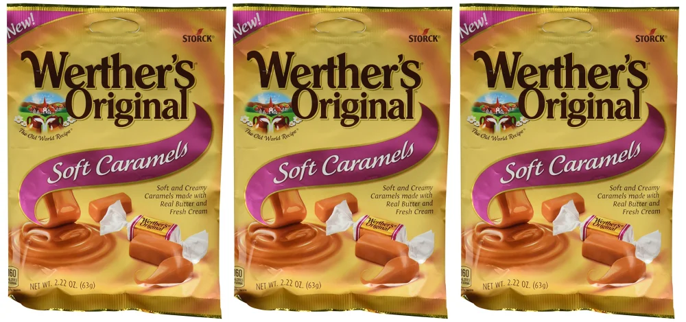 Werther's Original New Soft Caramels 2.22 Oz (63g) (3 Pack)