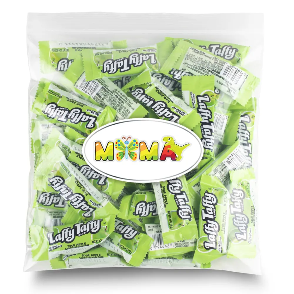 Laffee Taffy Gluten-Free Tangy Halloween Candy - (5LB) Sour Green Apple Deliciously Stretchy Candy for Snacking and Sharing - Taffy Candy Individually Wrapped