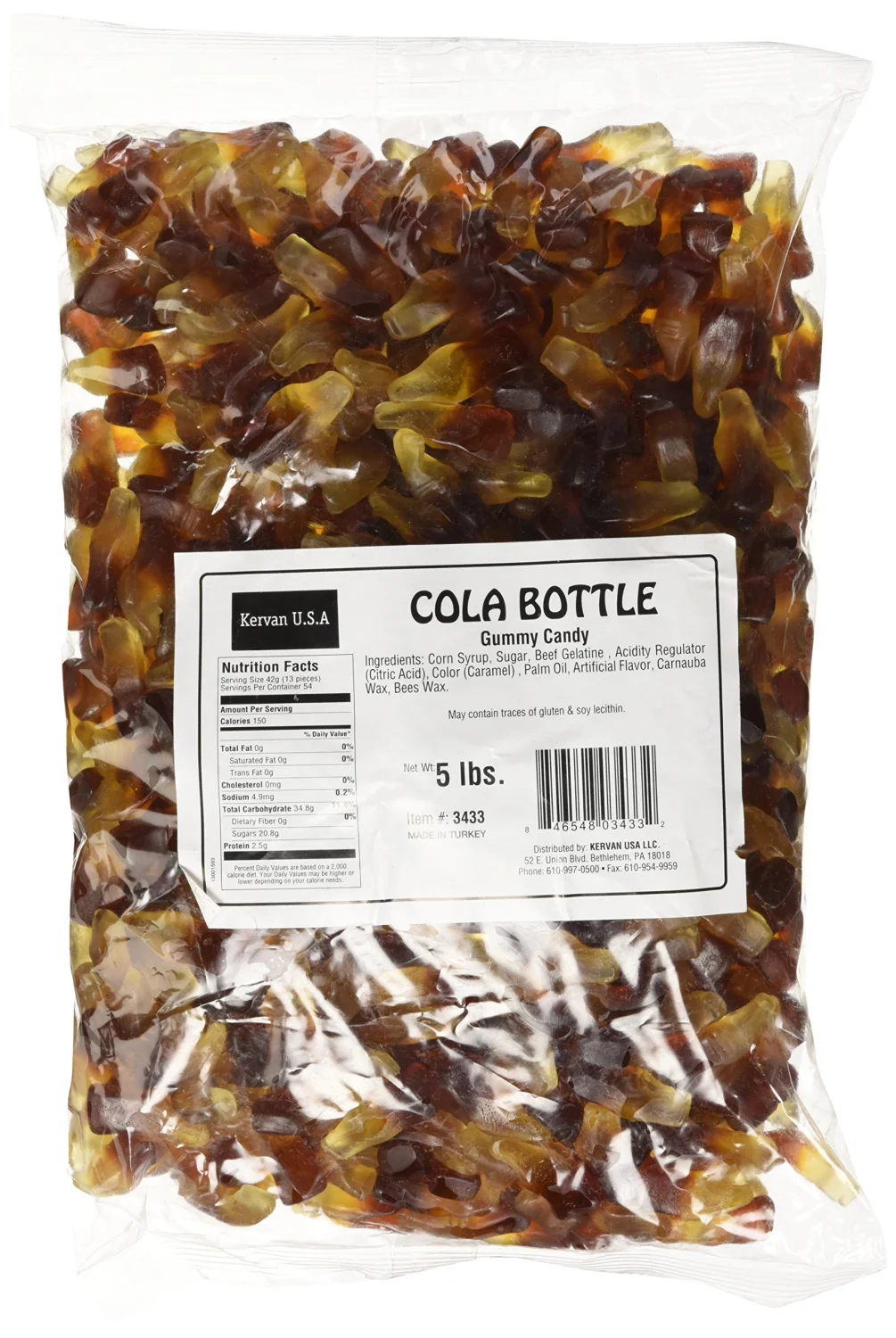 Kervan Candy Cola Bottles Bulk Gummy Candy - 5 Pound Bag - Fruity & Sweet Gift Snacks for Kids - Party Size