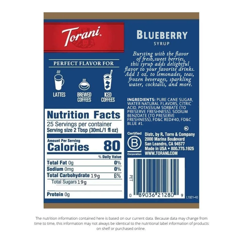 Blueberry Syrup for Drinks, Pancakes, 25.4 Ounces Coffee Flavoring for Drinks with Fresh Finest Coffee Syrup Pump
