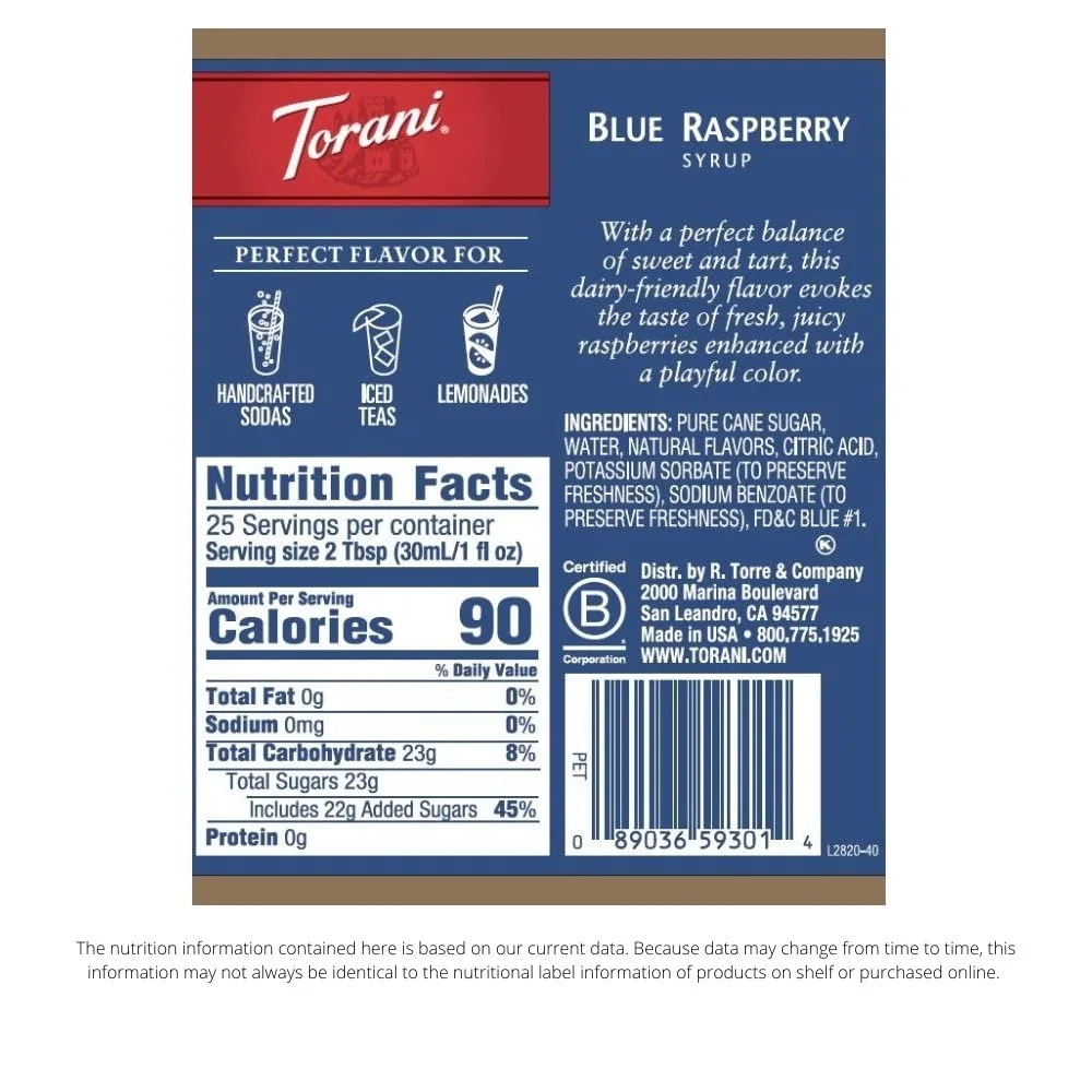 Blue Raspberry Syrup for Coffee 25.4 Ounces Coffee Flavoring Syrups with Fresh Finest Syrup pump