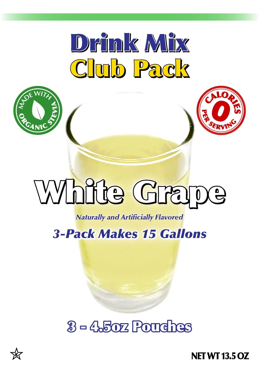 GramZero White Grape Zero Calorie Sugar Free Drink Mix, Great For Nutrition Club Loaded Teas, Stevia Sweetened