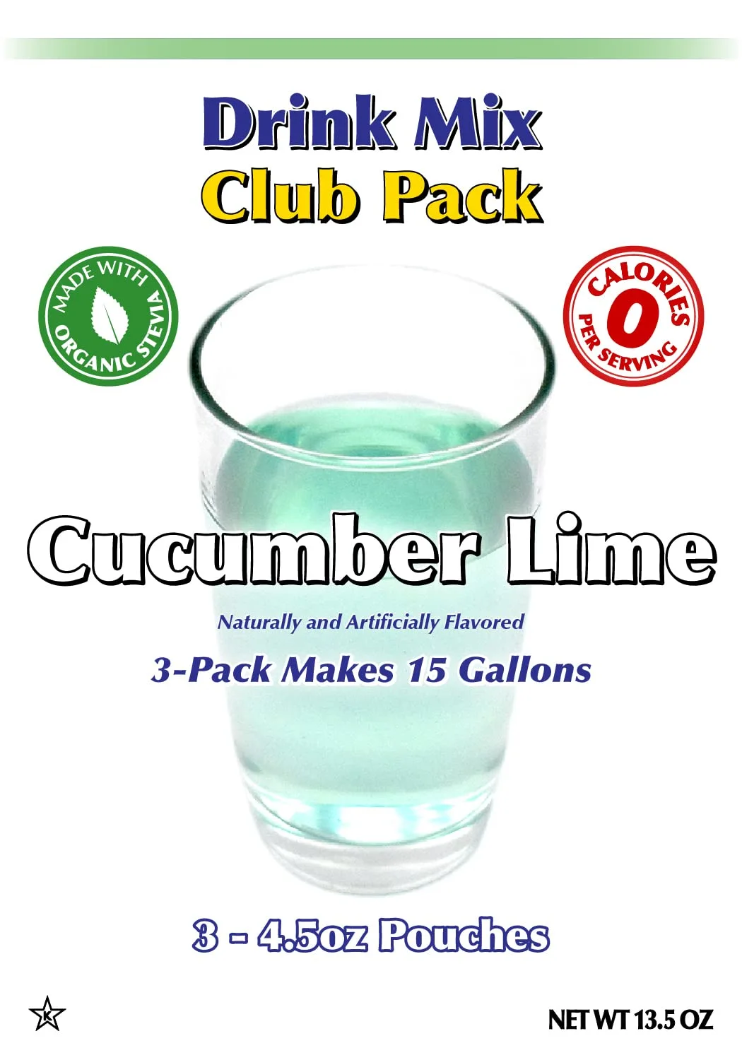 GramZero Cucumber Lime Zero Calorie Sugar Free Drink Mix, Great For Nutrition Club Loaded Teas, Stevia Sweetened