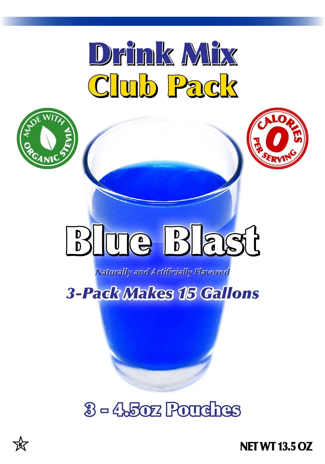GramZero Blue Blast Zero Calorie Sugar Free Drink Mix, Great For Nutrition Club Loaded Teas, Stevia Sweetened