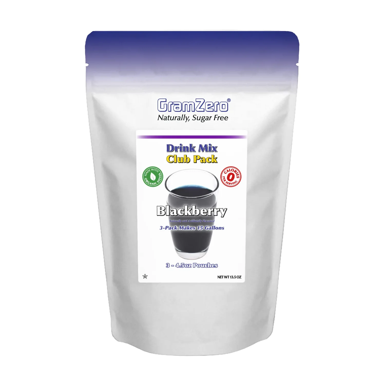 GramZero Blackberry Zero Calorie Sugar Free Drink Mix, Great For Nutrition Club Loaded Tea, Stevia Sweetened