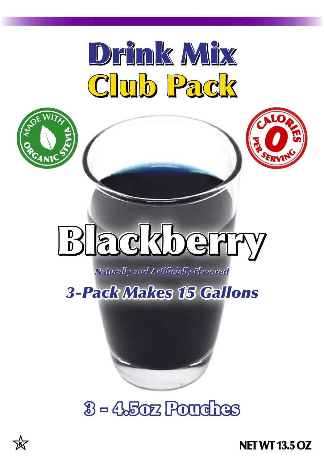 GramZero Blackberry Zero Calorie Sugar Free Drink Mix, Great For Nutrition Club Loaded Tea, Stevia Sweetened