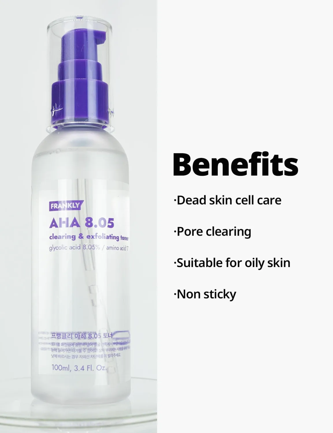 AHA 8.05% Toner - Exfoliate, Renew & Refine | Glycolic Acid & 17 Amino Acids | Target Flakiness, Pores & Dryness | 3.38 fl.oz.