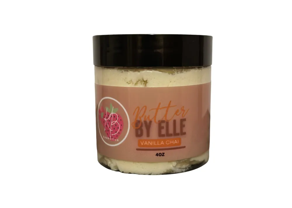 KaiBerry Kosmetics Butter by Elle | Deep Moisturizing Whipped Body Butter Skincare | For Women and Men with Shea Butter | Cocoa Butter | Avocado Oil | Great for dry skin (Vanilla Chai, 4 Oz)