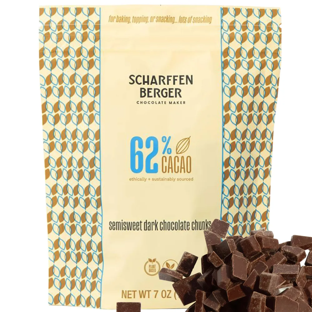 Scharffen Berger Baking Chocolate Chunks (7 Ounce, Pack of 3) - Semisweet Dark Chocolate Chunks for Baking, 62% Cacao, Gluten Free, Non GMO Natural Chocolates, Individual Baking Chocolate