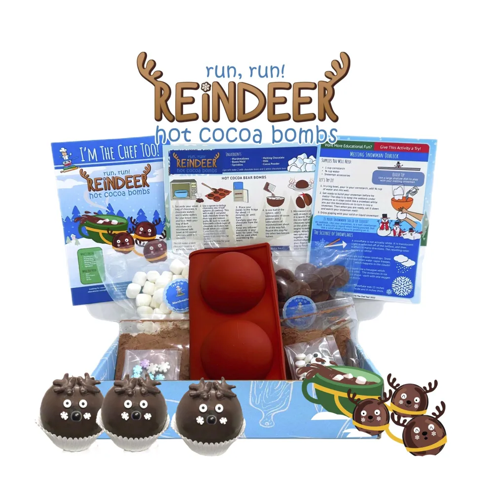 I'm The Chef Too! Kids Baking Kit for Kids, Reindeer Cocoa Bombs Cooking Kit, Enjoy, Educational STEM Activities and Learning to Cook with Kids Cocoa Maker