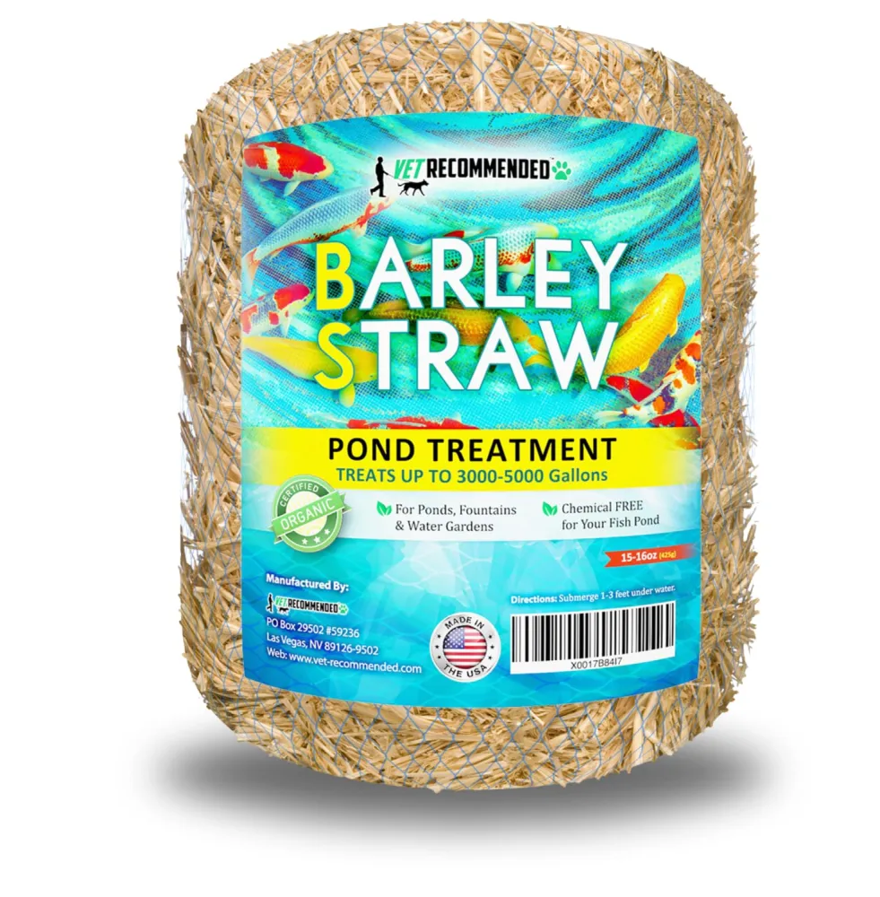 Barley Straw for Fish Ponds and Fountain (16 Oz). Treats up to 3000 to 5000 Gallons, 100% Safe & Natural Pond Cleaner. Keeps Your Water Garden Clean & Fresh. Made in USA