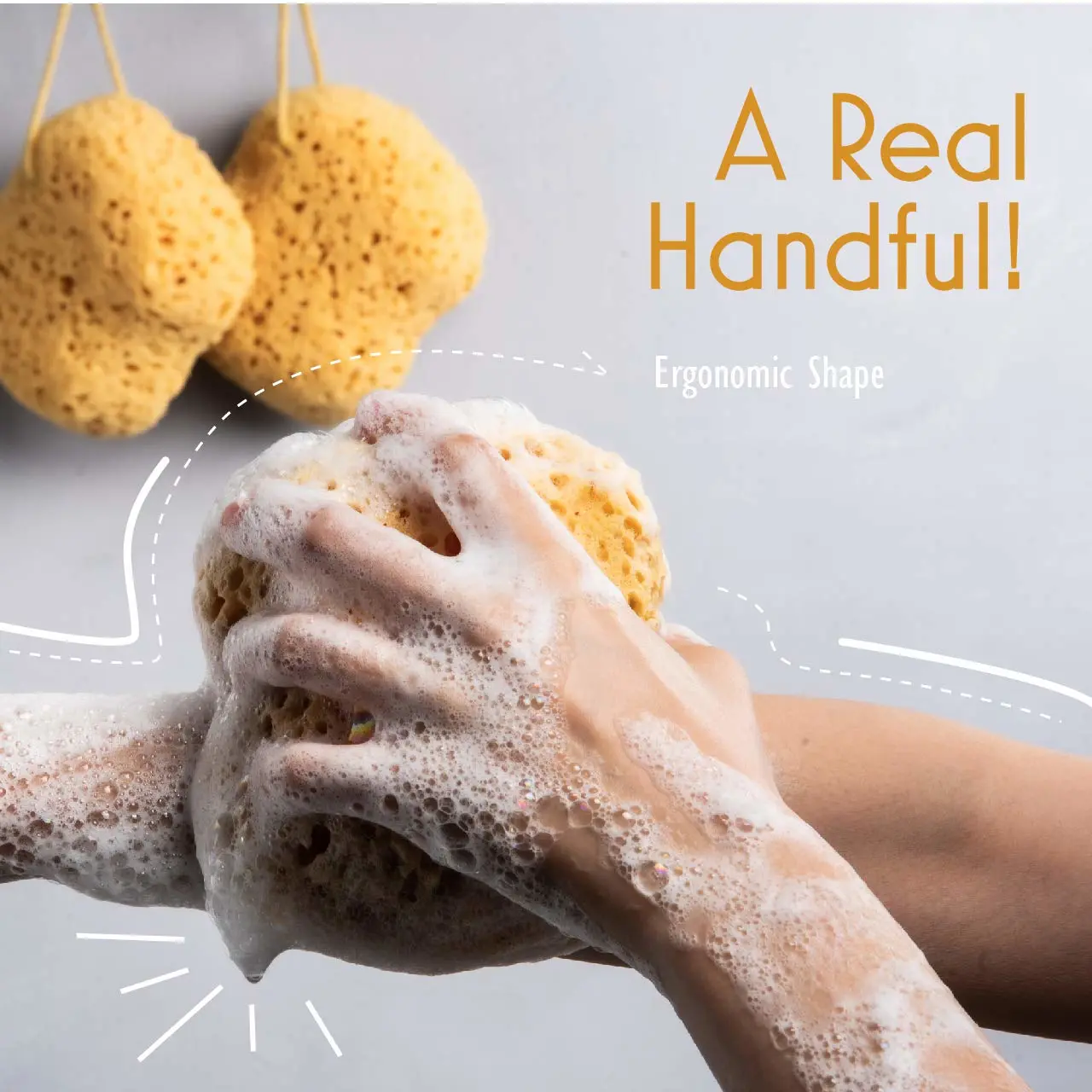 myHomeBody Premium Bath Sponge, Foam Loofah Sponge, Body Sponge for Shower – Large Size, Lots of Lather, Curvy, 2 Pack