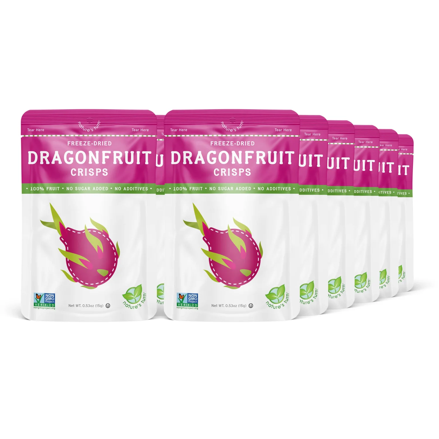 Nature’s Turn Freeze-Dried Fruit Snacks, Dragon Fruit Crisps, Pack of 12 (0.53 oz Each)