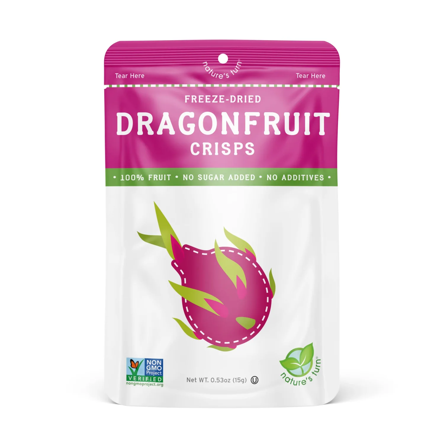 Nature’s Turn Freeze-Dried Fruit Snacks, Dragon Fruit Crisps, Pack of 12 (0.53 oz Each)