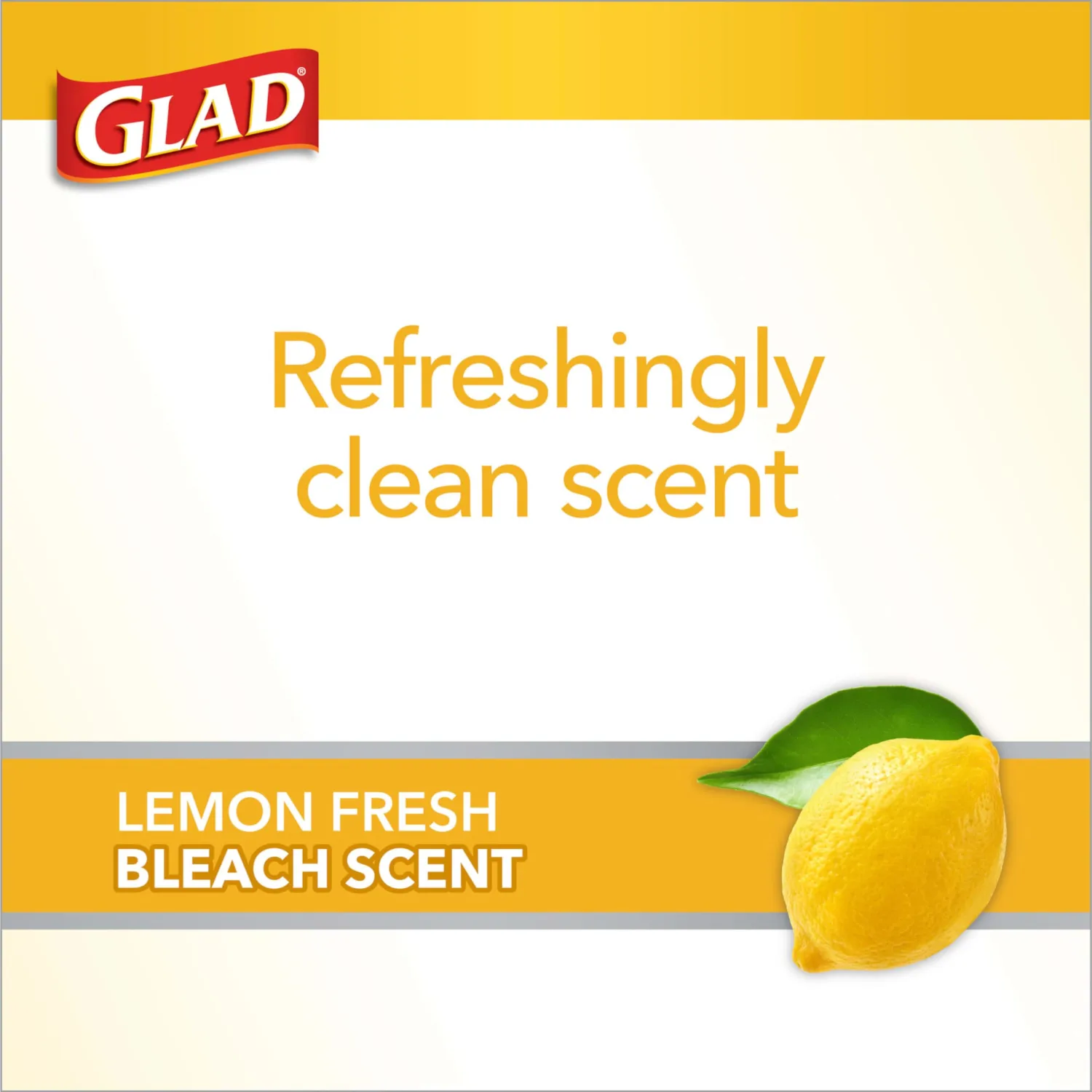 Glad Small Drawstring Trash Bags with Clorox, 4 Gal, Lemon Fresh Bleach, 34 Ct (Package May Vary)