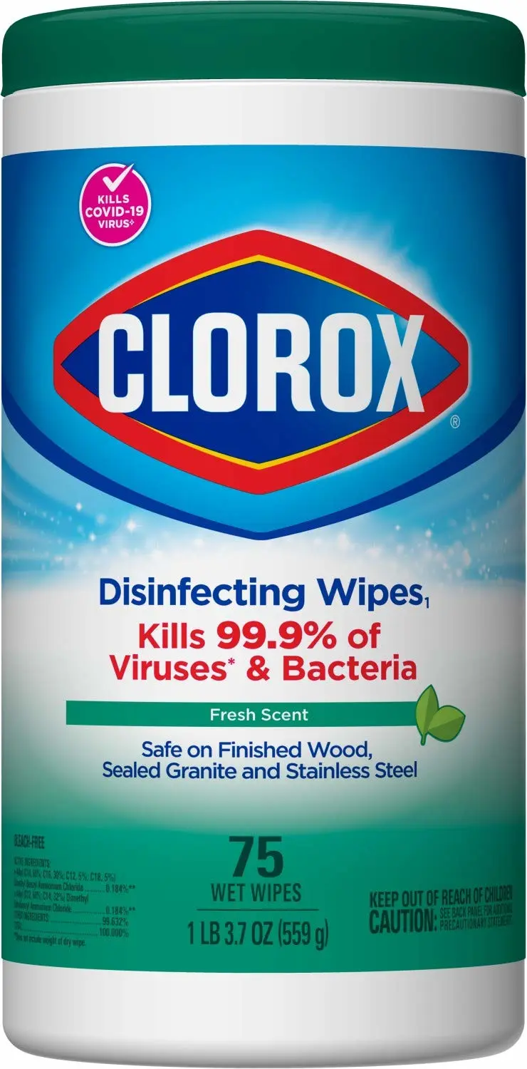 Clorox Disinfecting Wipes, Bleach Free Cleaning Wipes, Fresh Scent, 75 Count (Package May Vary)