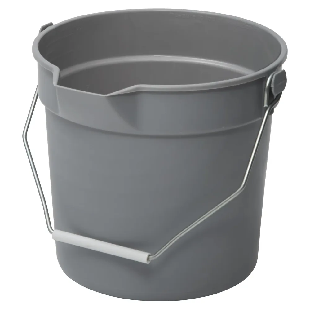 Winco Heavy-Duty Plastic Bucket/Utility Pail with Pour Spout, 10 Quarts, Gray