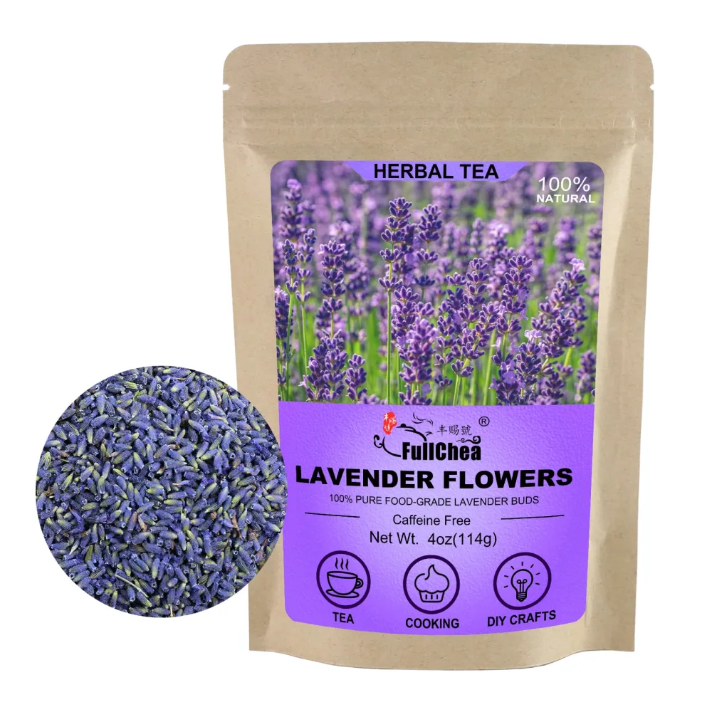 FullChea - Natural Dried Lavender Flowers - 4oz/114g - Premium Food Grade Lavender Buds - Non-GMO - Caffeine-free - Perfect for Tea, Lemonade, Baking, Baths