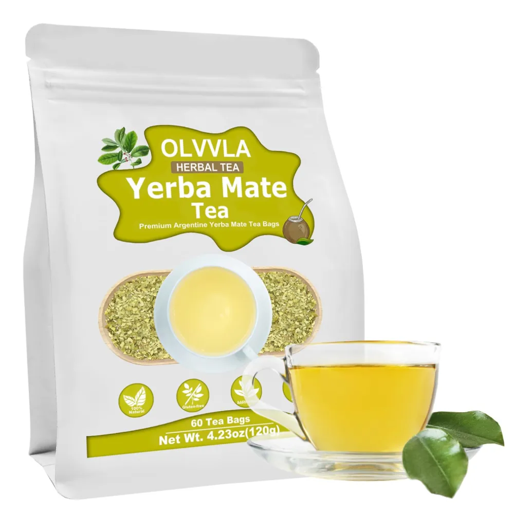 Olvvla - Premium Yerba Mate Tea - 60 Count - 100% Natural Argentine Yerba Mate Tea Bag - Unsmoked Pure Yerba mate - Medium-Caffeine Energy Tea