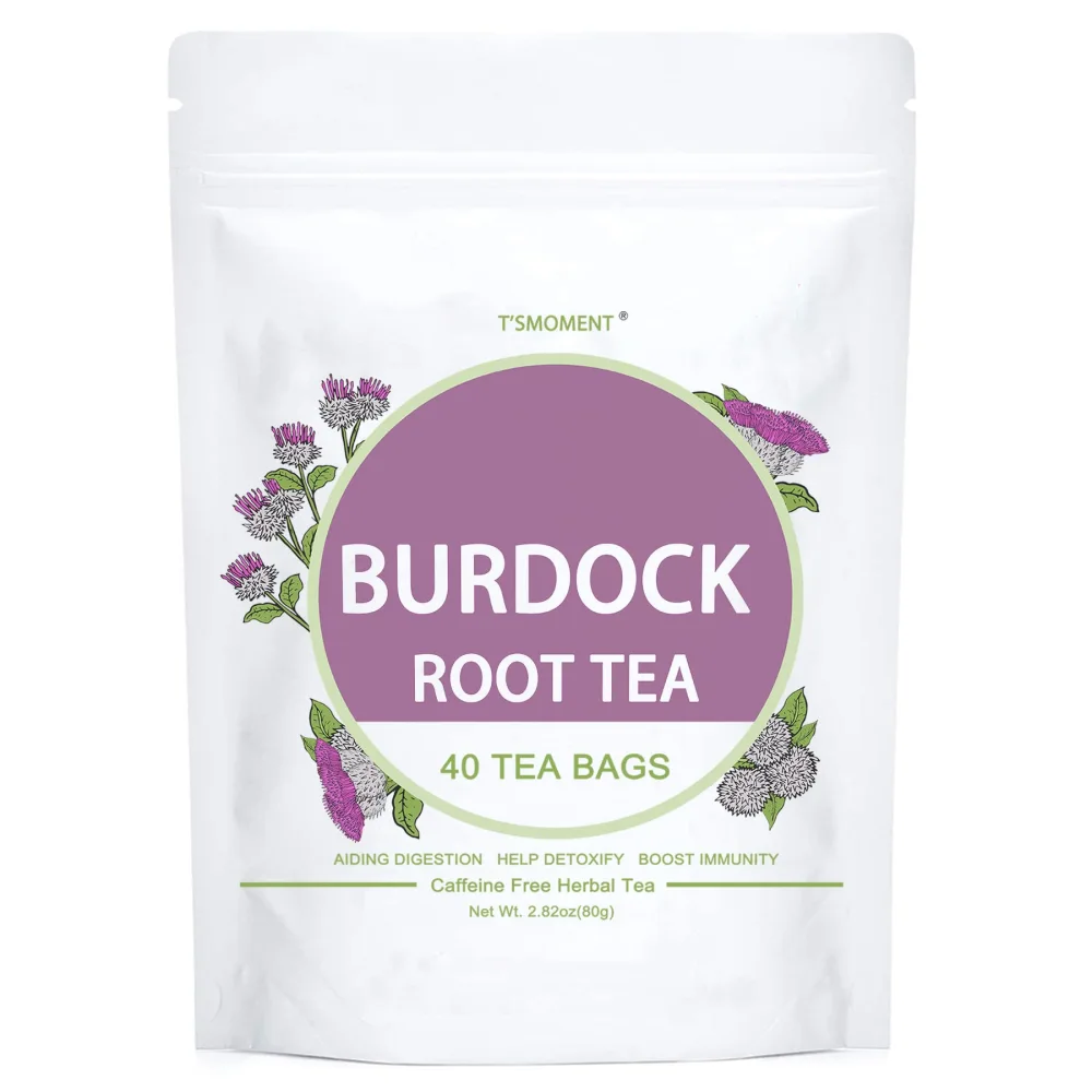 T'SMOMENT Burdock Root Tea Bags, Premium Natural Burdock Root, Non-GMO, Caffeine-free Herbal Tea, 40 Teabags, 2g/bag