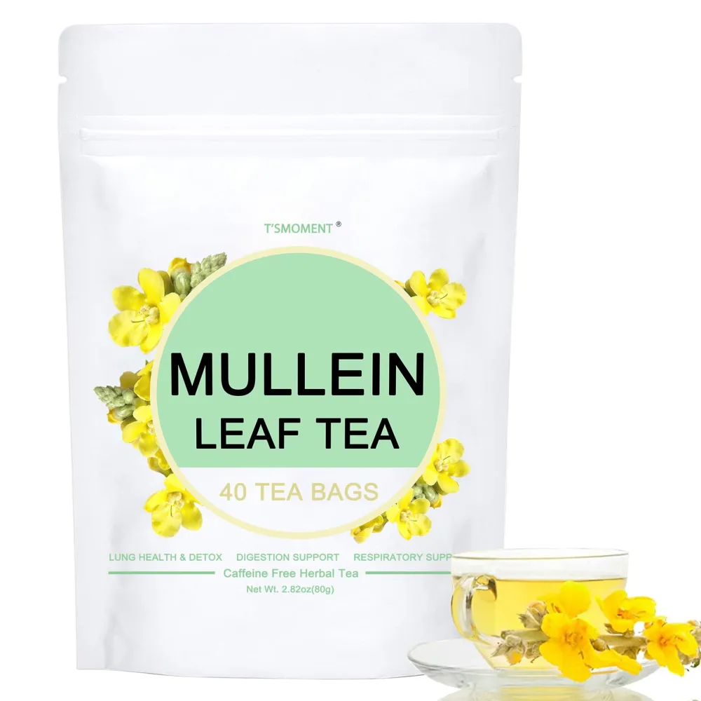 T'SMOMENT Mullein Leaf Tea Bags - Lungs Cleanse and Respiratory Support, 40 Tea Bags, Mullein Tea for Lung Detox, Caffeine Free