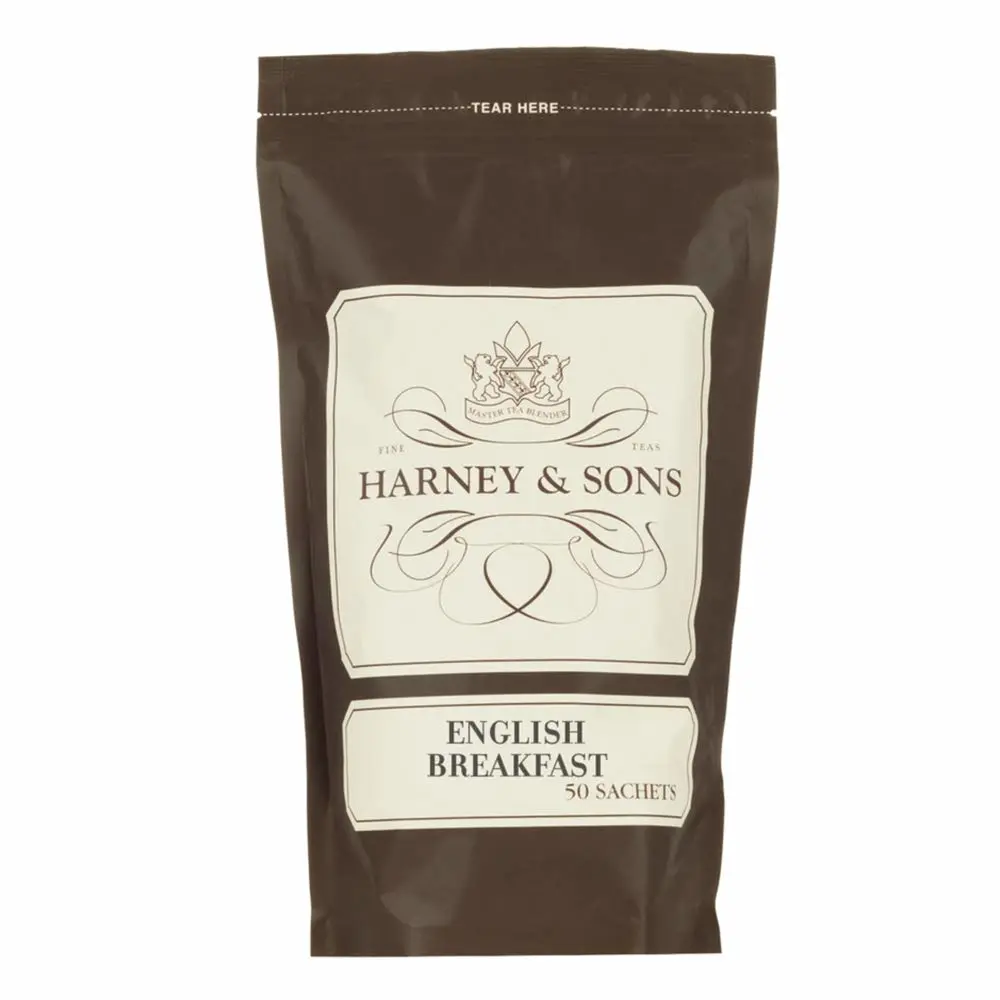 Harney & Sons English Breakfast Tea - 100% China Black Tea, Caffeinated, - Bag of 50 Sachets