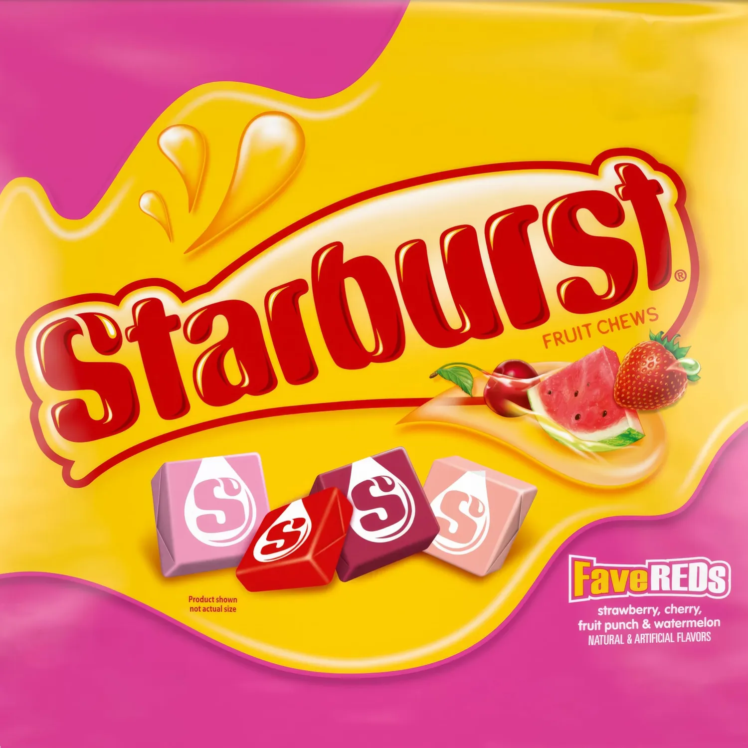 Strburst Favereds Fruit Chews 1 Pounds of Approx 90 Individually Wrapped Chewy Candy Pieces - Bulk Candy Fruit Snacks Strawberry, Cherry, Fruit Punch & Watermelon Flavors, Sweet Candy Snacks For Kids & Adults, Perfect for Candy Buffet and Holiday Treats