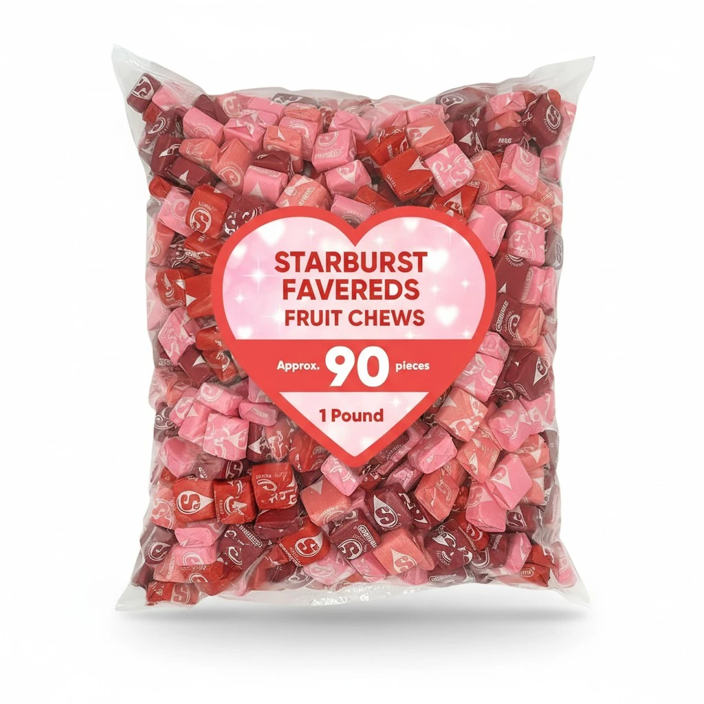 Strburst Favereds Fruit Chews 1 Pounds of Approx 90 Individually Wrapped Chewy Candy Pieces - Bulk Candy Fruit Snacks Strawberry, Cherry, Fruit Punch & Watermelon Flavors, Sweet Candy Snacks For Kids & Adults, Perfect for Candy Buffet and Holiday Treats