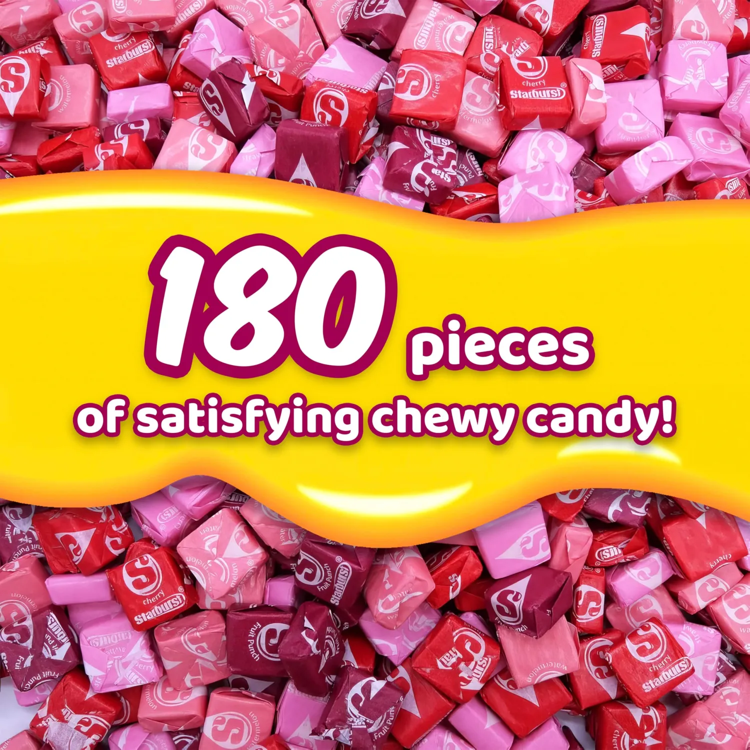 Strburst Favereds Fruit Chews 2 Pounds of Approx 180 Individually Wrapped Chewy Candy Pieces - Bulk Candy Fruit Snacks Strawberry, Cherry, Fruit Punch & Watermelon Flavors, Sweet Candy Snacks For Kids & Adults, Perfect for Candy Buffet and Holiday Treats