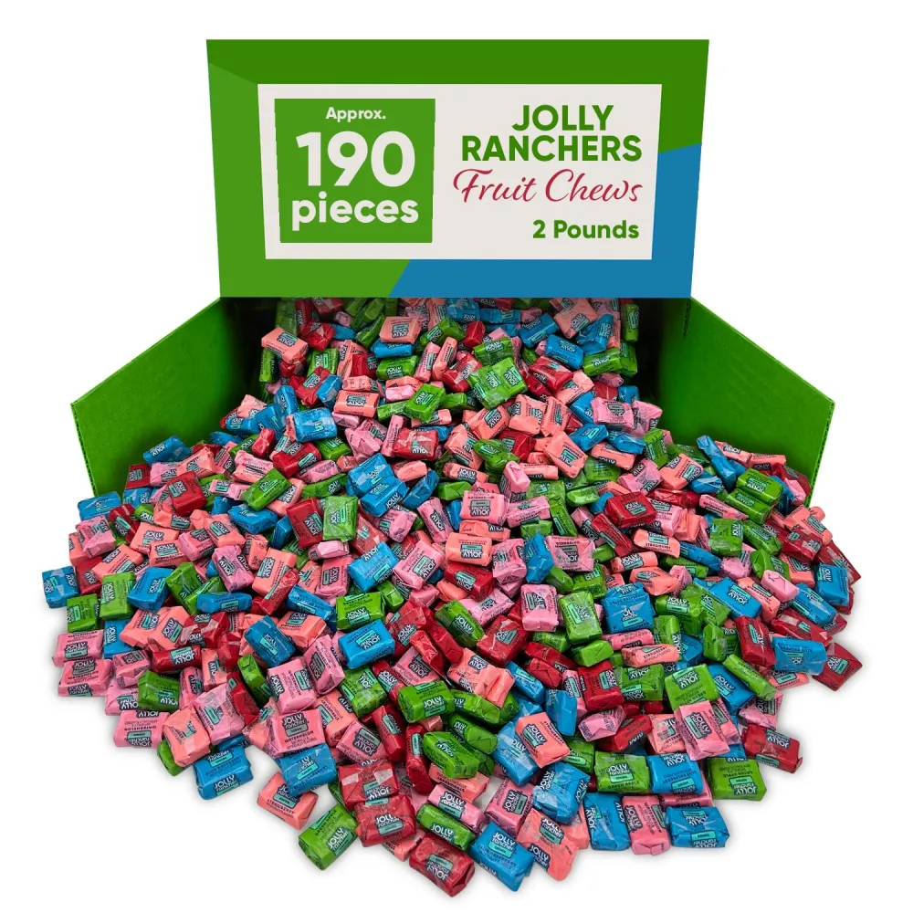 Jolly Ranchrs Fruit Chews Bulk Candy Individually Wrapped - 2 Pound Approx 190 Fruit Chews