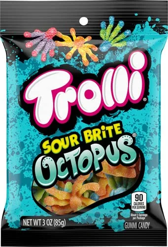 Trolli Sour Brite Octopus Gummy Worms, 3 Ounce