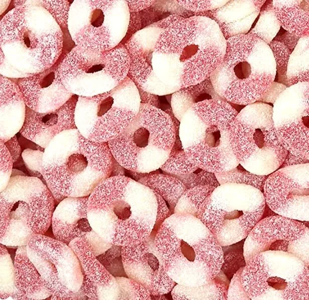 SweetGlob Sour Gummy Rings Candy (Strawberry, 2 Pound)