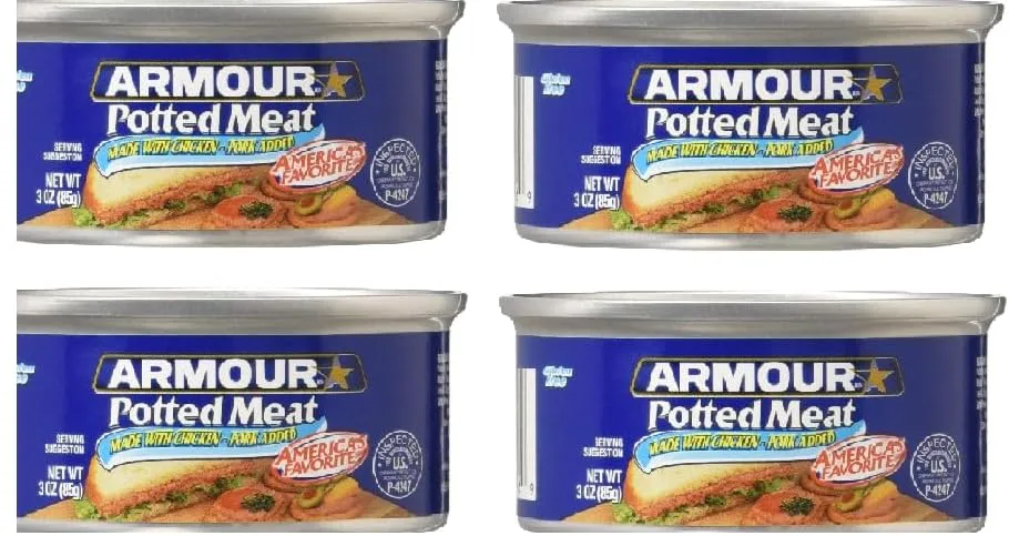 Pack Of 4 Cans Potted Meat made with Chicken and Pork 3 oz.