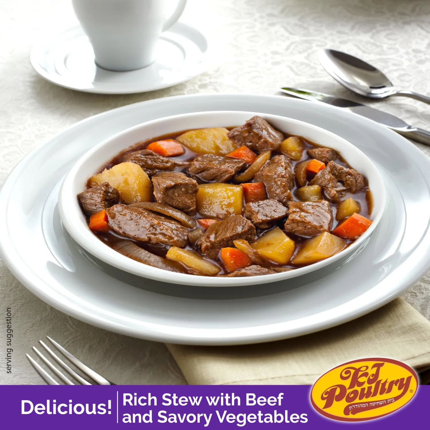 KJ Poultry Kosher for Passover Gluten Free Meals, Beef Goulash Stew with Vegetables (1 Pack) Prepared Entree Fully Cooked, Shelf Stable Microwave Dinner, Travel, Military, Camping, Emergency Survival