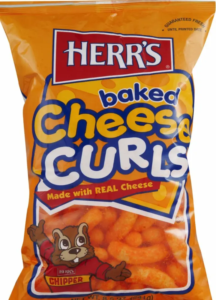 Herr's Baked Cheese, Hot Cheese or Honey Curls- 8 oz. Bags (Baked Cheddar, 4 Bags)