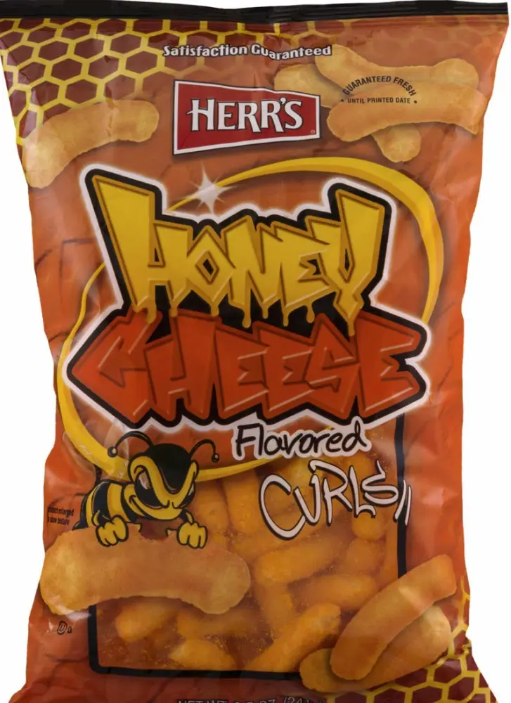 Herr's Baked Cheese, Hot Cheese or Honey Curls- 8 oz. Bags (Honey, 4 Bags)