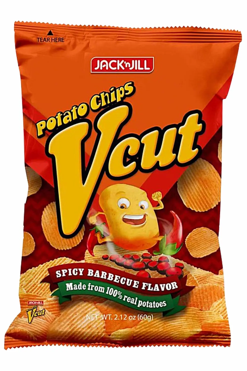 V Cut Potato Chips Spicy Barbecue Flavor Pack of Three 2.12oz Per Pack