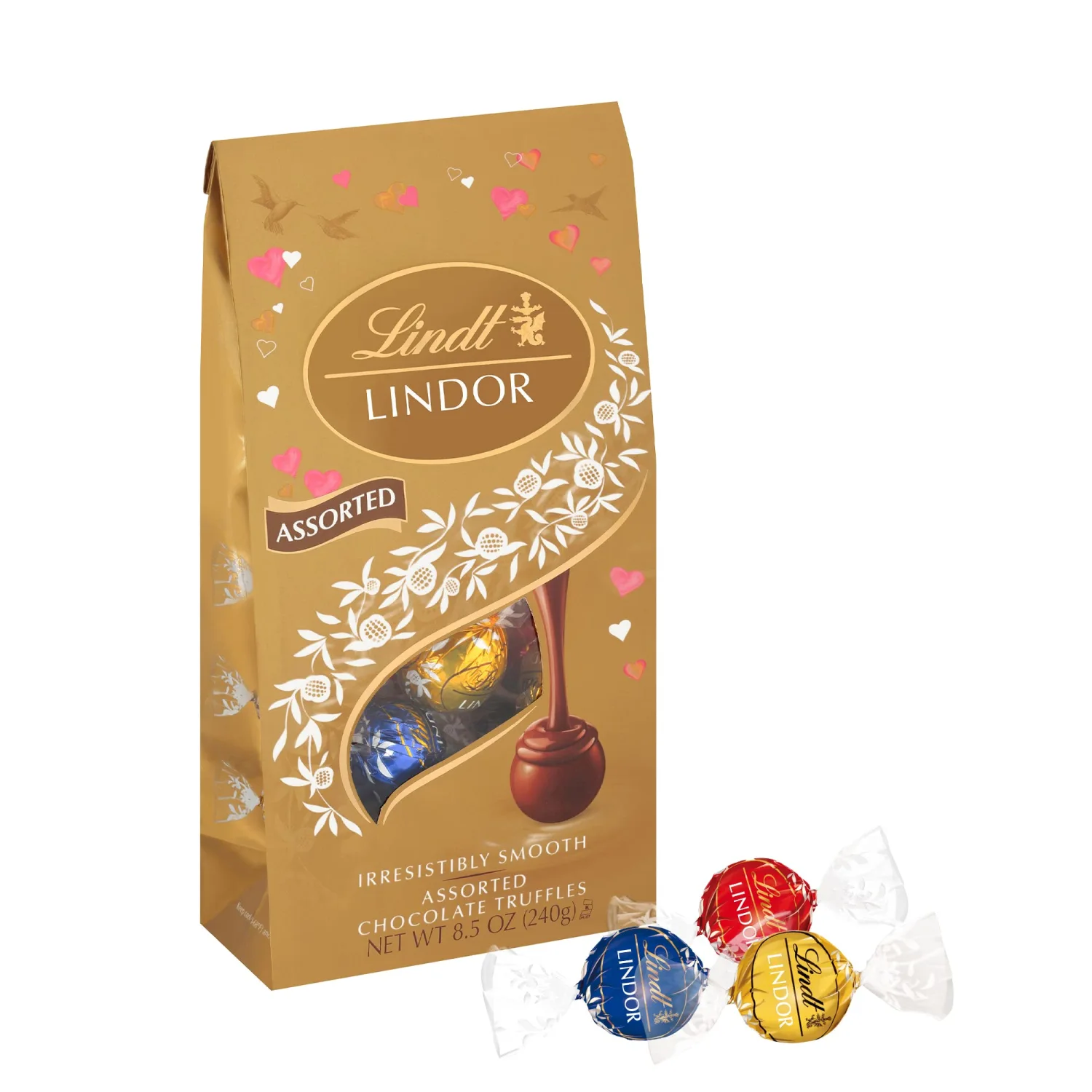 Lindt Valentine Lindor Assorted Bag, Assorted Chocolate, 8.5 Ounce