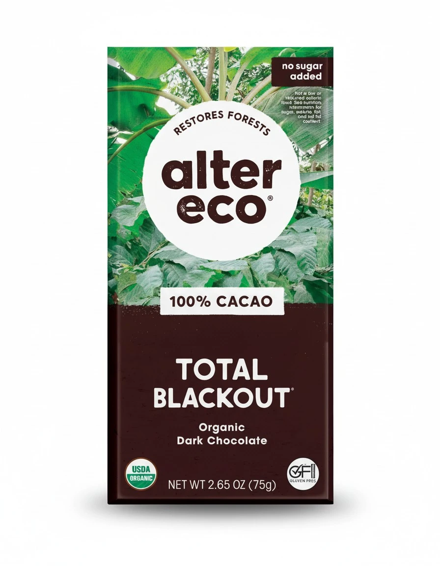 Alter Eco | Dark Chocolate Bars | Pure Dark Cocoa, Fair Trade, Organic, Non-GMO, Gluten Free (Total Blackout)