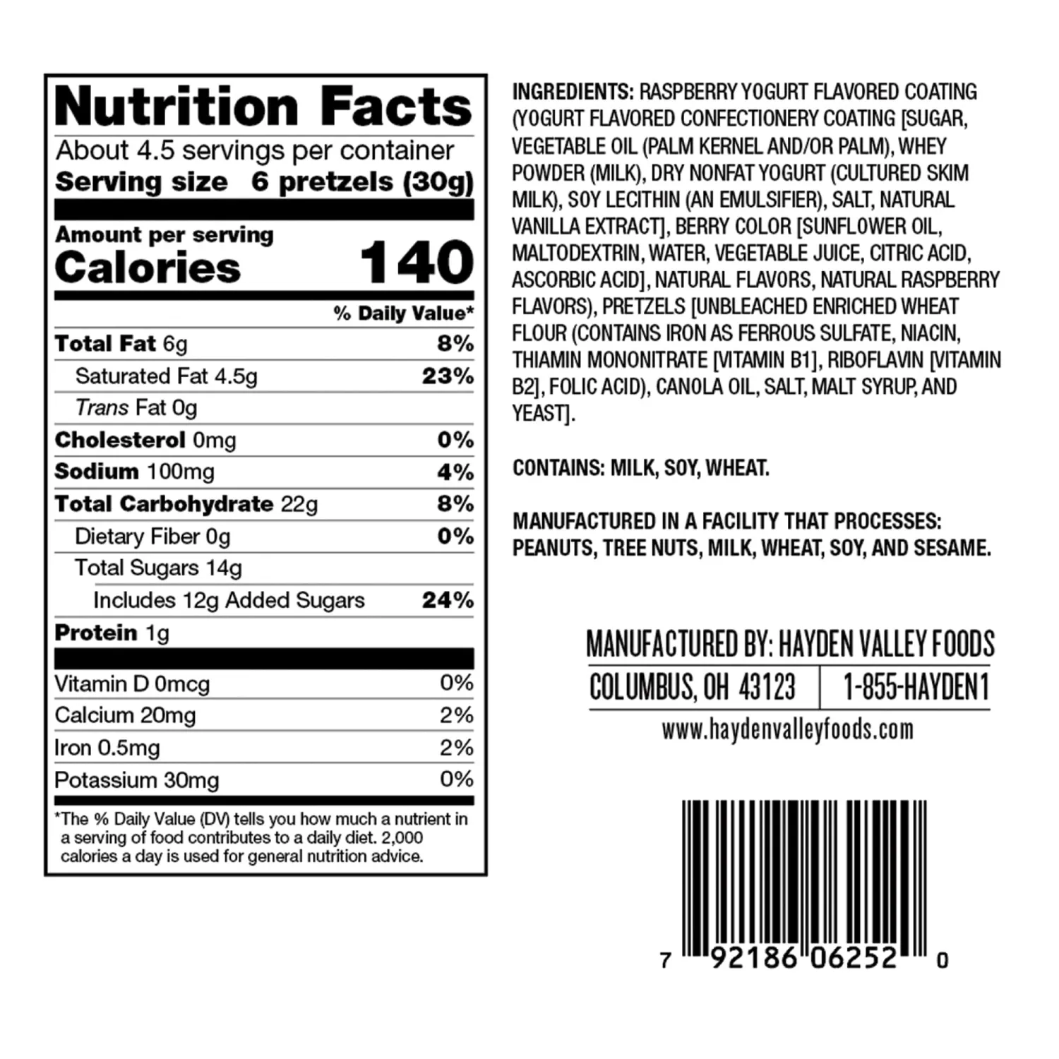 Hayden Valley Foods Raspberry Yogurt Flavored Covered Pretzels | 5 oz Resealable Bag | Gourmet Pink Valentine's Day Pretzels