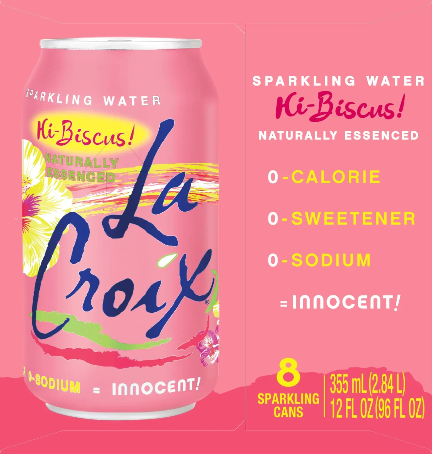 LaCroix Sparkling Water, Hi-Biscus!, 12 Fl Oz (pack of 8)