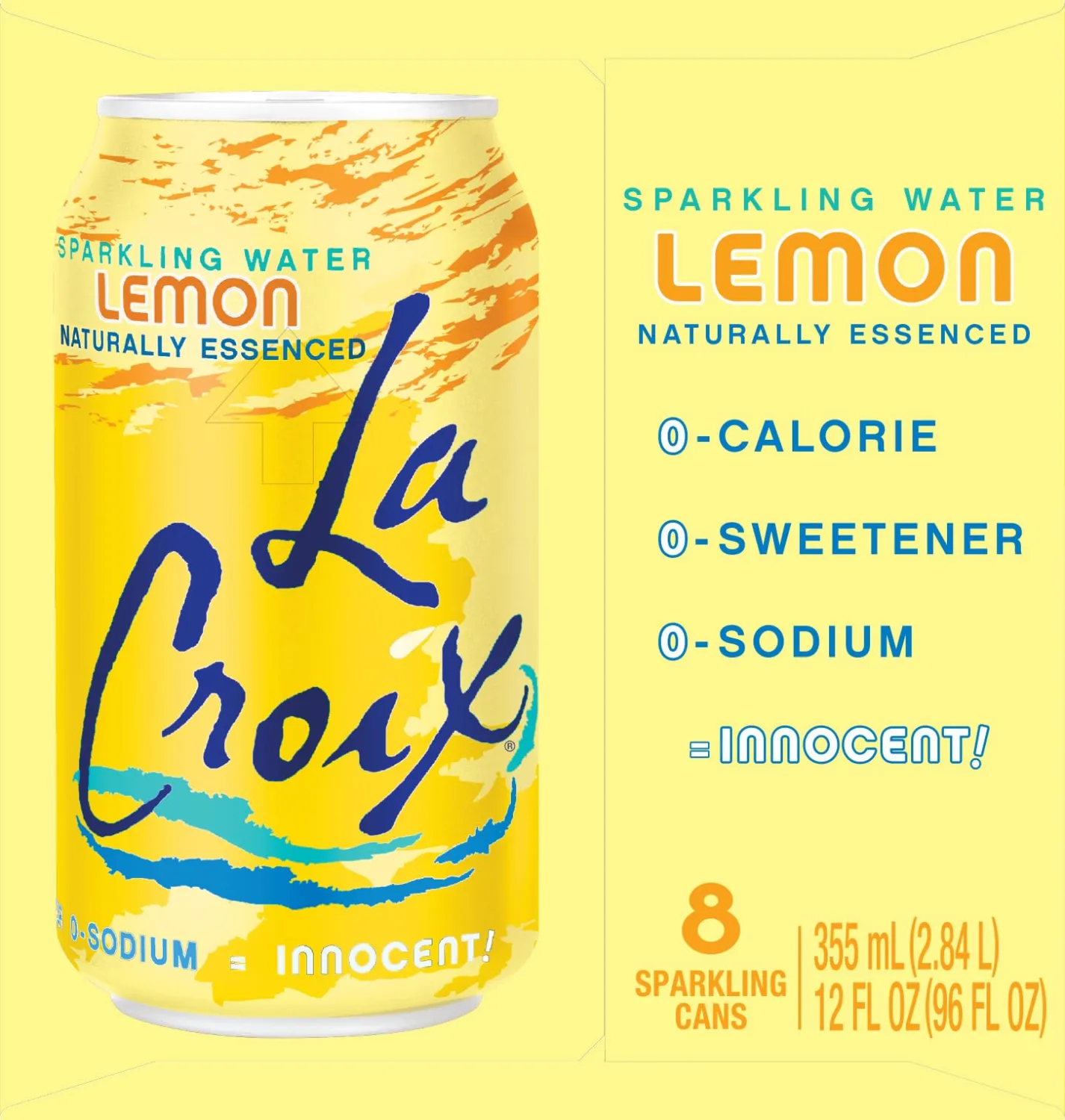 LaCroix Sparkling Water, Lemon 8pk, 12 Fl Oz (pack of 8)