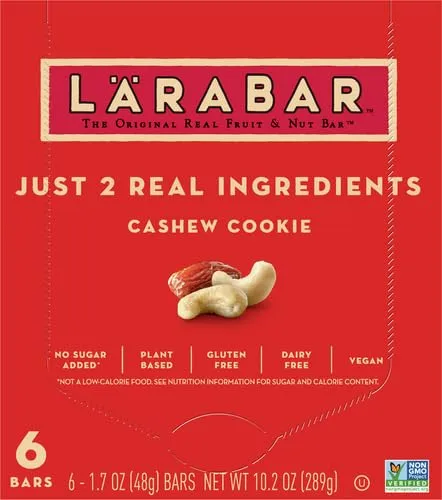 Larabar Cashew Cookie, Gluten Free Vegan Fruit & Nut Bar, 1.7 oz Bars, 6 Ct