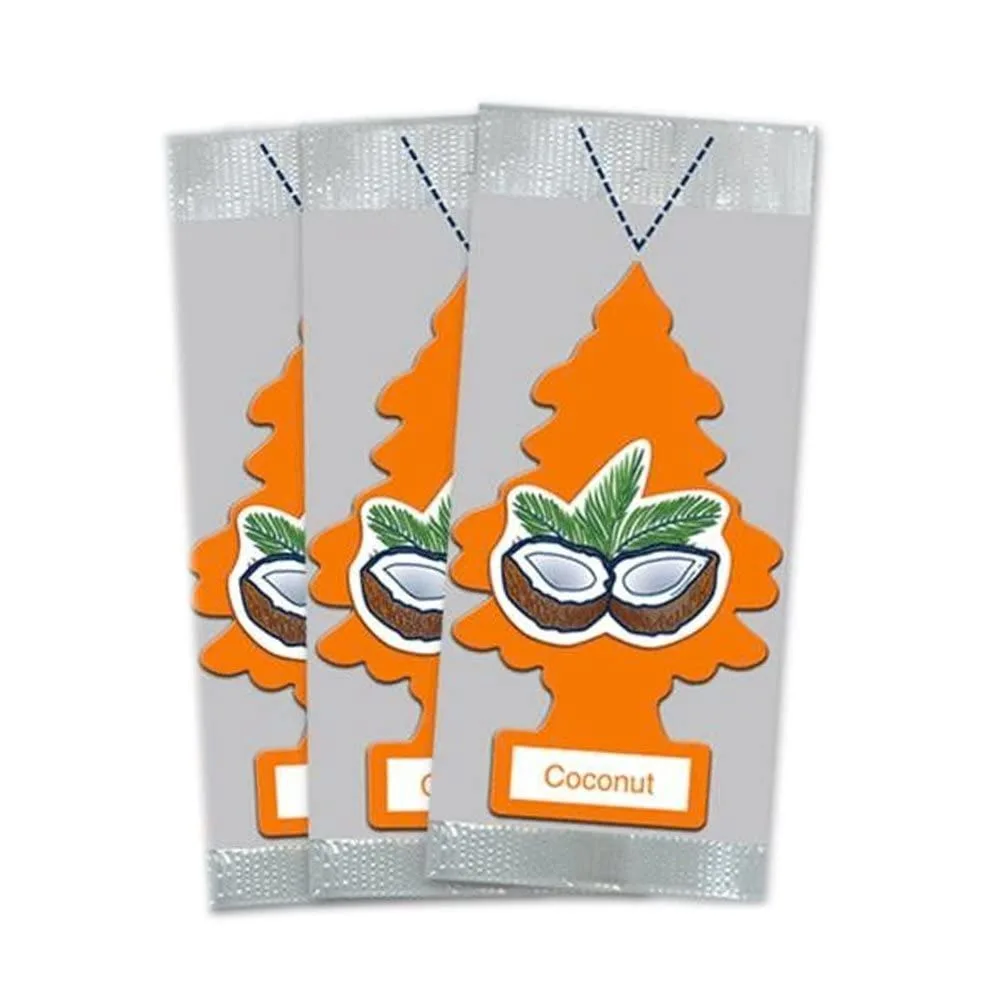 LITTLE TREES Car Air Freshener | Hanging Paper Tree for Home or Car | Coconut | 3 Pack
