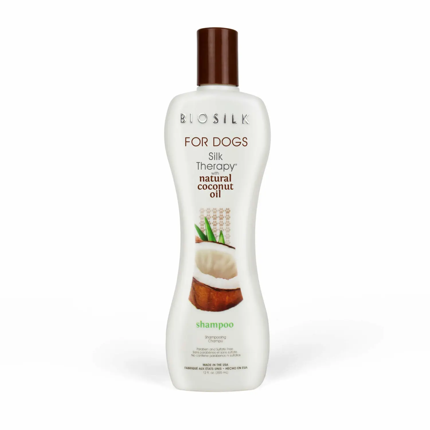 BioSilk for Dogs Silk Therapy Shampoo with Natural Coconut Oil, Moisturizing Dog Shampoo, Sulfate and Paraben Free, pH Balanced Specifically for Dogs, Made in USA, 12 Fl Oz
