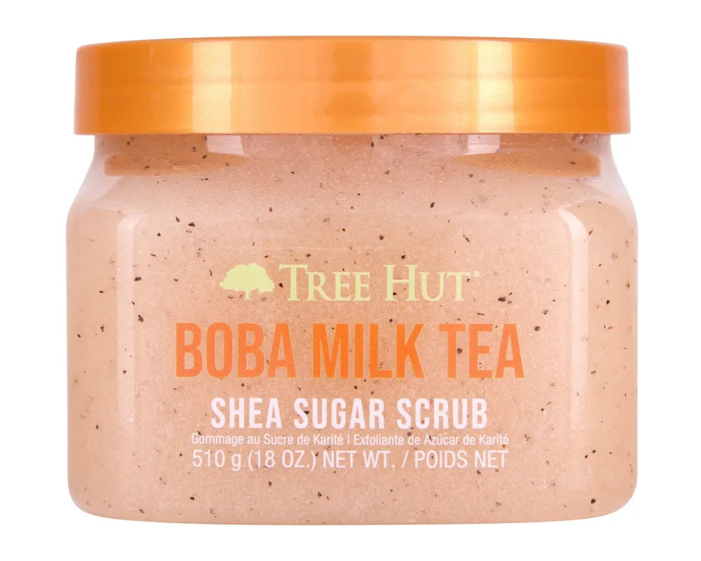 Tree Hut Boba Milk Tea Shea Sugar Scrub | Exfoliating Scrub Removes Dry Skin for a Soft & Natural Glow | Limited Edition | Vegan, Free of Parabens, Formaldehyde Donors, & Sulfates | 18 fl oz.